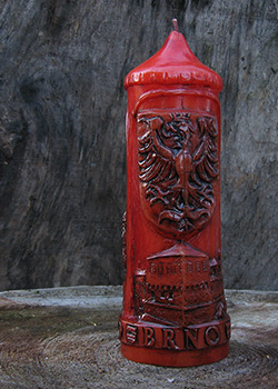 Svíčka Brno - pohled na znak Moravy a hrad Špilberk