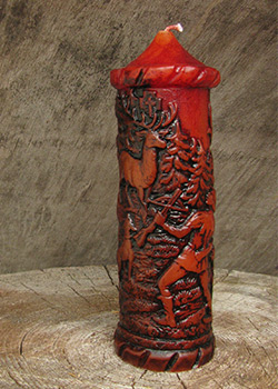 Svíčka Svatý Hubert - pohled na Huberta s jelenem